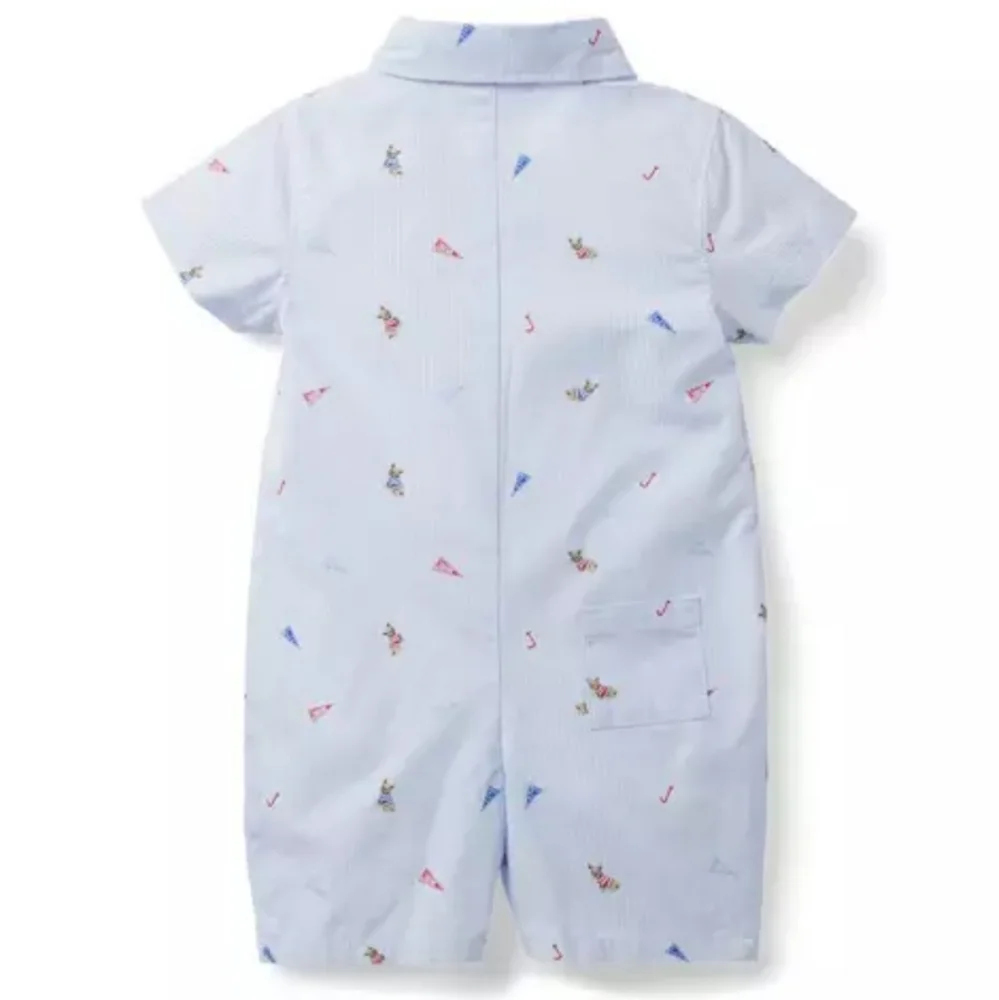 Janie and Jack striped frenchie french bulldog flag romper one piece 3-6 months